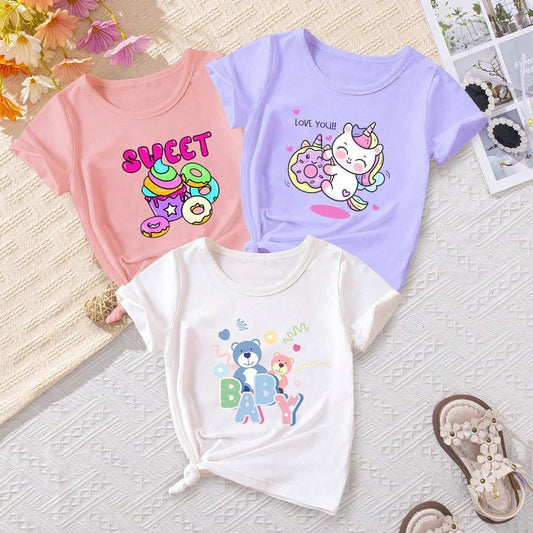 Pack of 3 (Pink SWEET, White BABY BEAR, Lilac UNICORN LOVE)