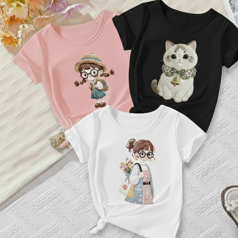 Pack of 3 (pink doll , black cat , white doll)