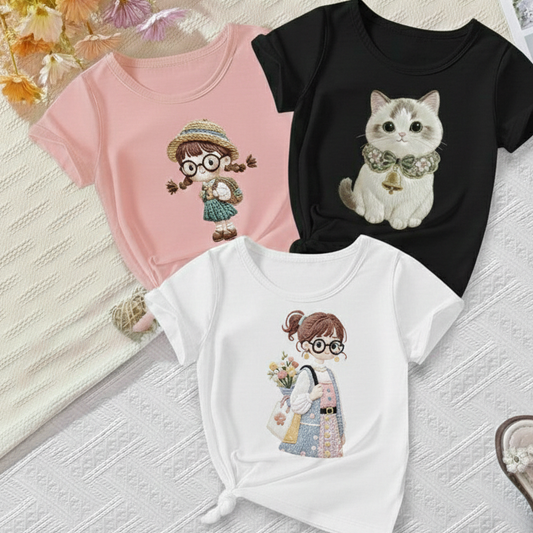 Pack of 3 (pink doll , black cat , white doll)