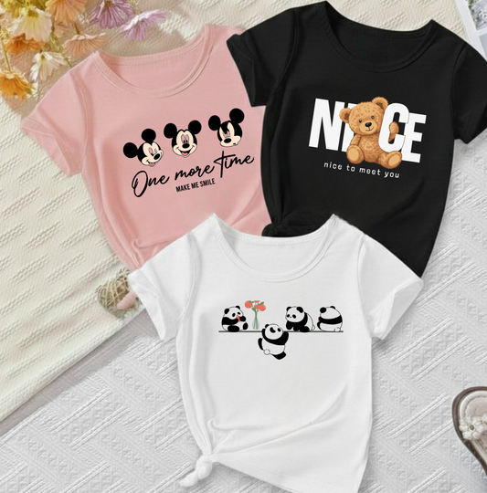 Pack of 3 (pink Mickey , black nice , white pandas)